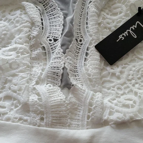 NWT Lulu's I Promise White Lace Skater Stretchy Dress XS - Picture 6 of 8